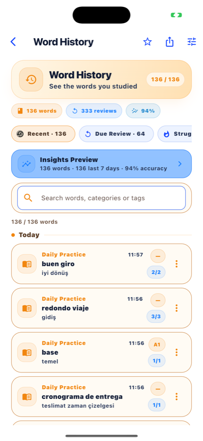 LexKit word history screenshot